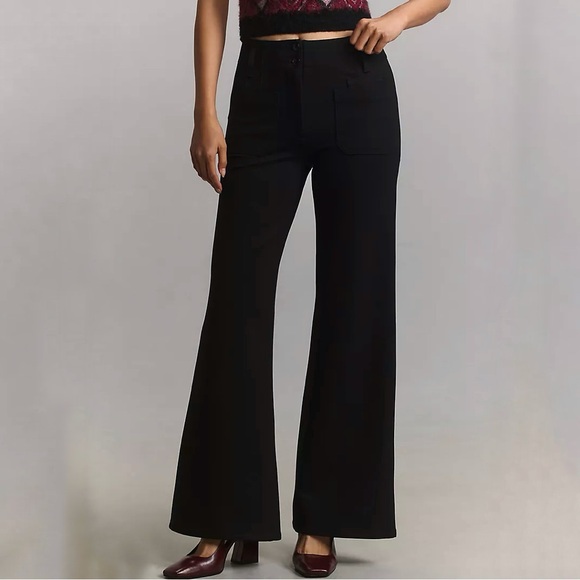 Anthropologie Pants - Maeve by Anthropologie The Junie Wide Leg Flare Black Pants Size 12